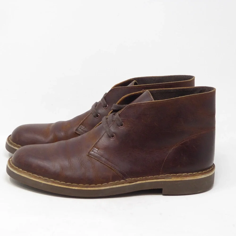 Clarks Mens Bushacre Boot Brown Leather Chukka Lace Up 9.5